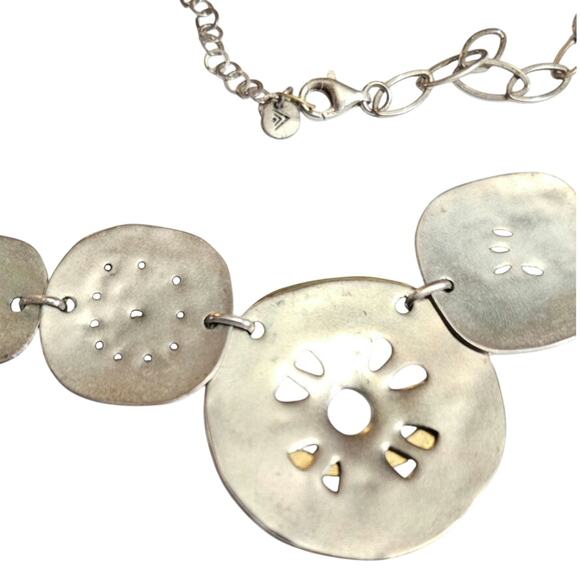 Sterling Silver Silpada Tribal Bib Necklace Multi Disc Dangle N2861 - Picture 3 of 4